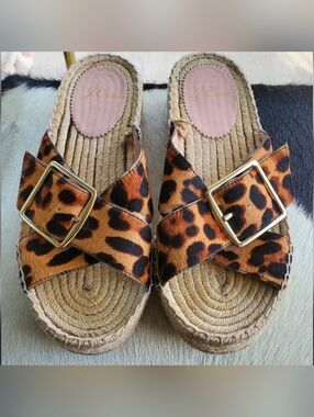 J. Crew Leopard Print Calf Hair Women's Sandals Sz 6